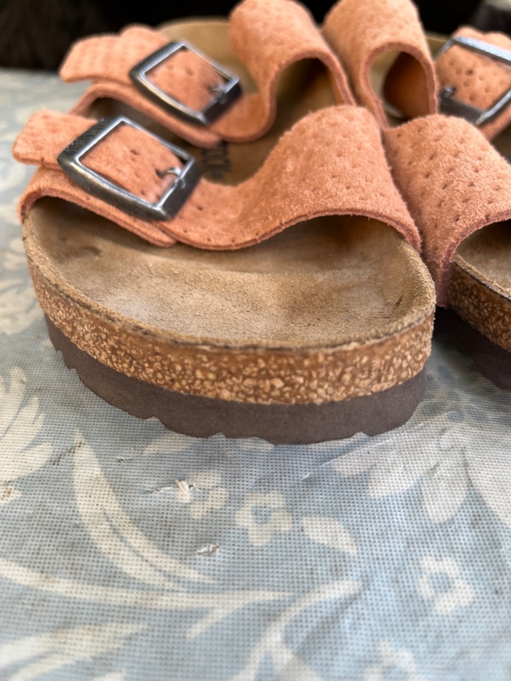 Birkenstock Arizona burnt orange suede embossed sandals - Picture 5 of 13